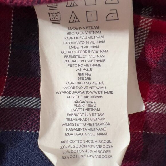 Michael Kors Plaid Studded Button Down Shirt Women’s Large Red Navy - Picture 8 of 10